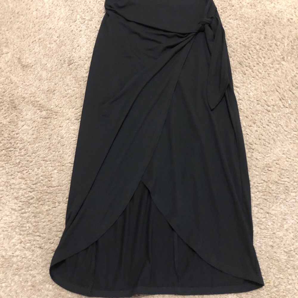 Wit smile Chic Black High-Low Wrap Skirt with Side Knot Size M NWT - Picture 2 of 5